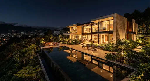 Villa moderna en Cumbayá con piscina temperada y jardines